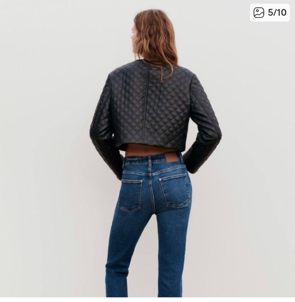Zara Faux Leather Cropped Quilted Jacket - Picture 4 of 11